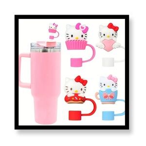(New in package)4pc Hello Kitty Straw Cover